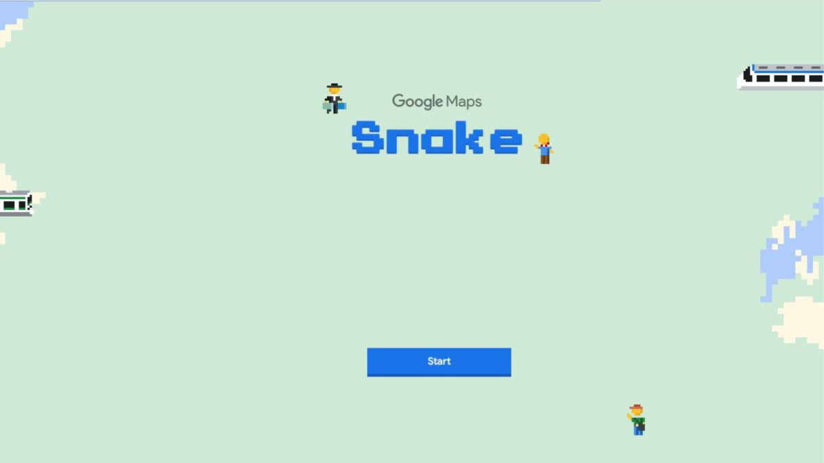 Snake-spillets interface på Google Maps. 