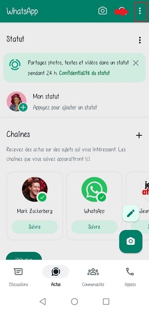 Иллюстрация, демонстрирующая путь к настройкам в WhatsApp.