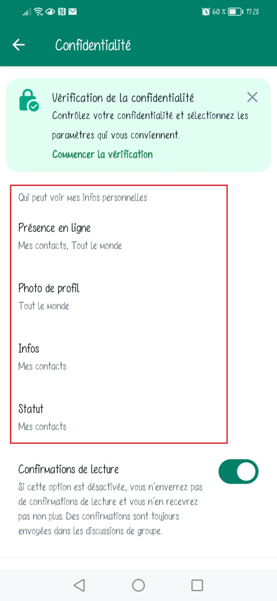 Captura de ecrã do passo 3 para explicar como descobrir se alguém está a ver o seu estado no WhatsApp, onde é necessário premir "Presença online".