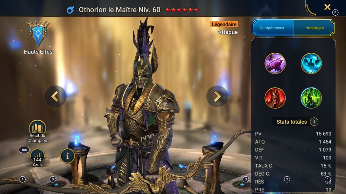 Guide maîtrises, grâce et artefact sur Othorion le Maître (Wallmaster Othorion) sur RSL 