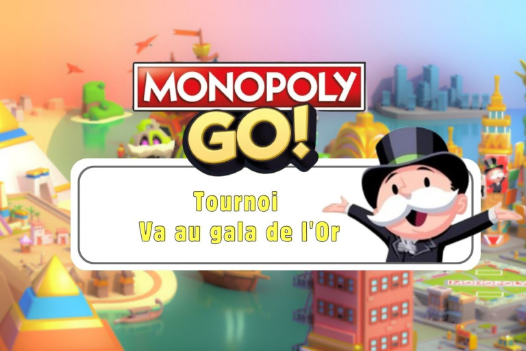 Evento de torneio de imagem Ir à Gala do Ouro em Monopoly Go