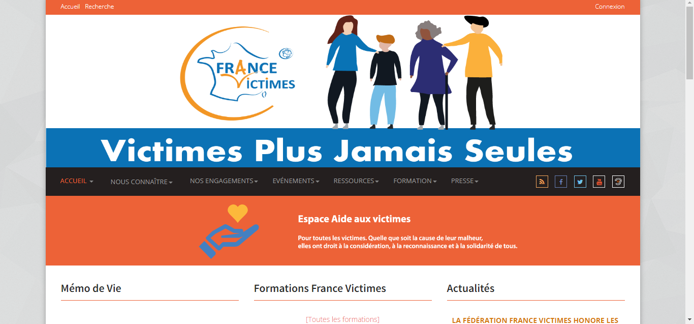 Capture d'écran montrant le site web de France Victimes
