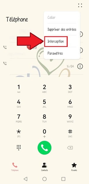 Option interception sur Android