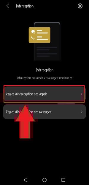 Réglage de l'interception des appels sur Android