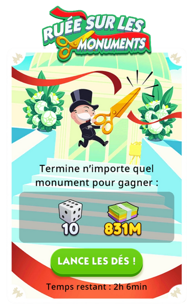 Monopoly GO illustration for the Monument Rush boost presentation