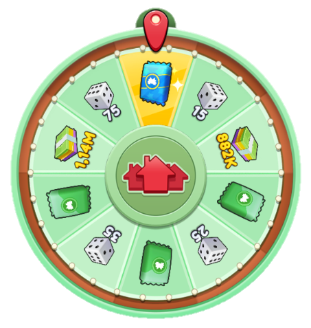 Иллюстрация колеса в игре Monopoly GO