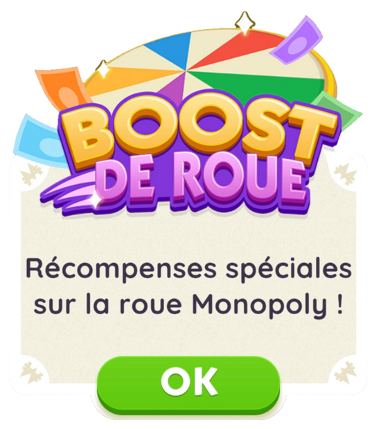 Illustration pour la présentation du boost Boost de Roue Monopoly GO