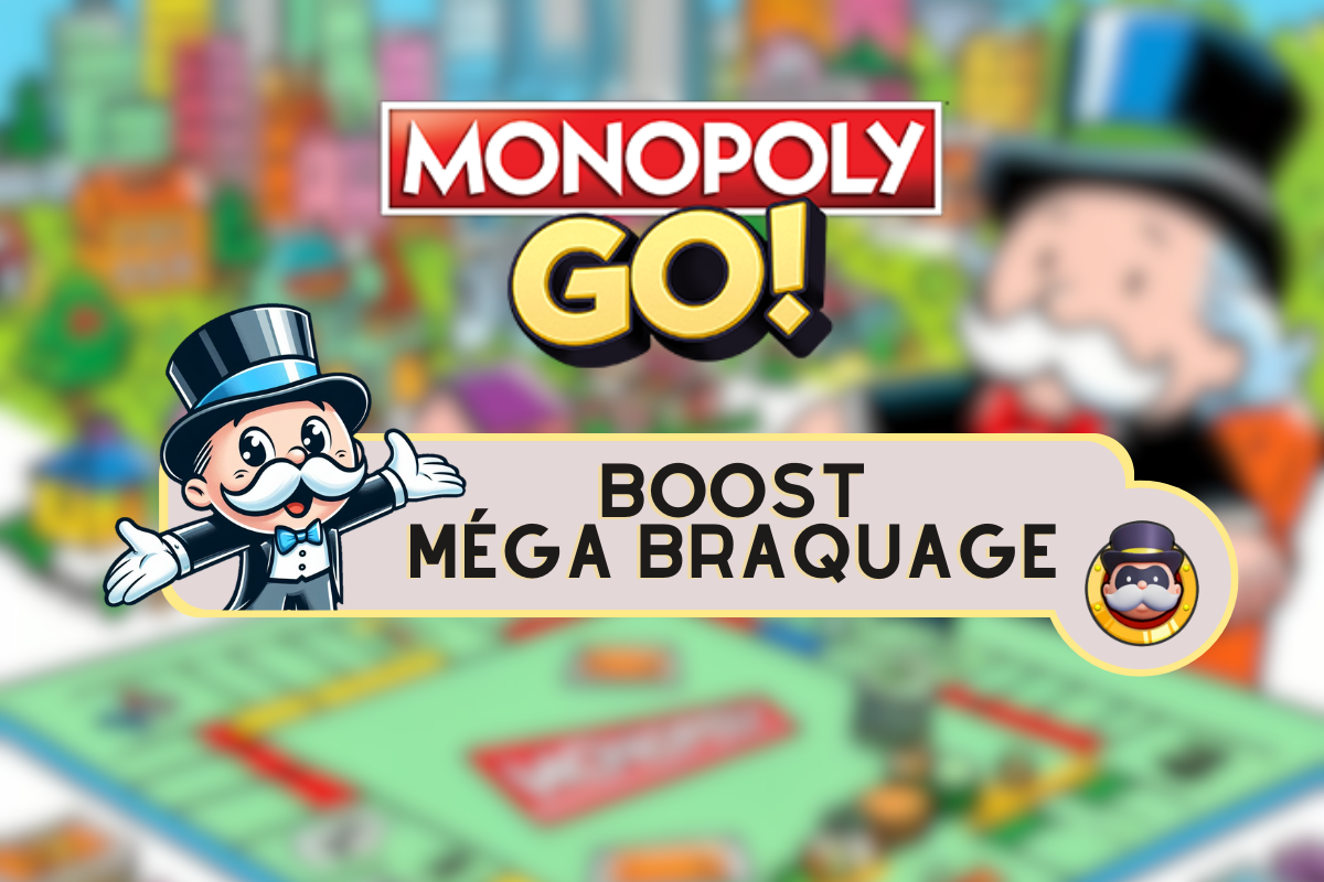 Illustration til Mega Heist-boostet, der er tilgængeligt på Monopoly GO
