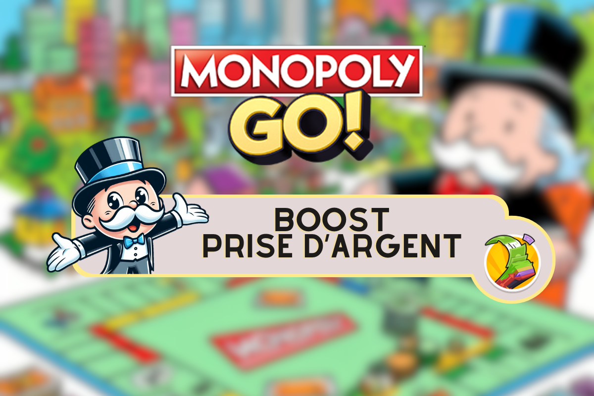 Ilustración de la mejora Money Grab disponible en Monopoly GO