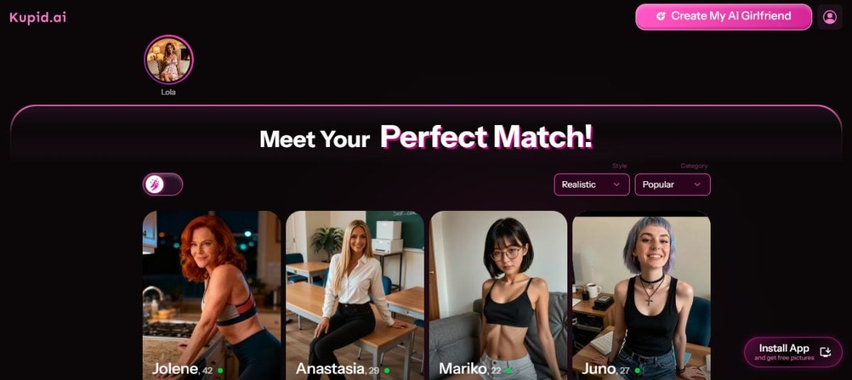 L'interface de Kupid.ai 