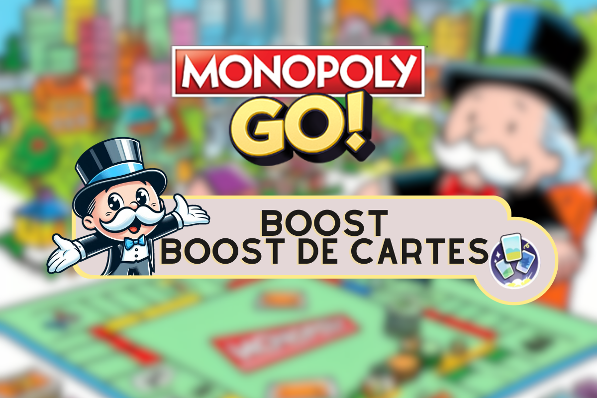 Monopoly GO-illustration til boom-klistermærkekortet boost