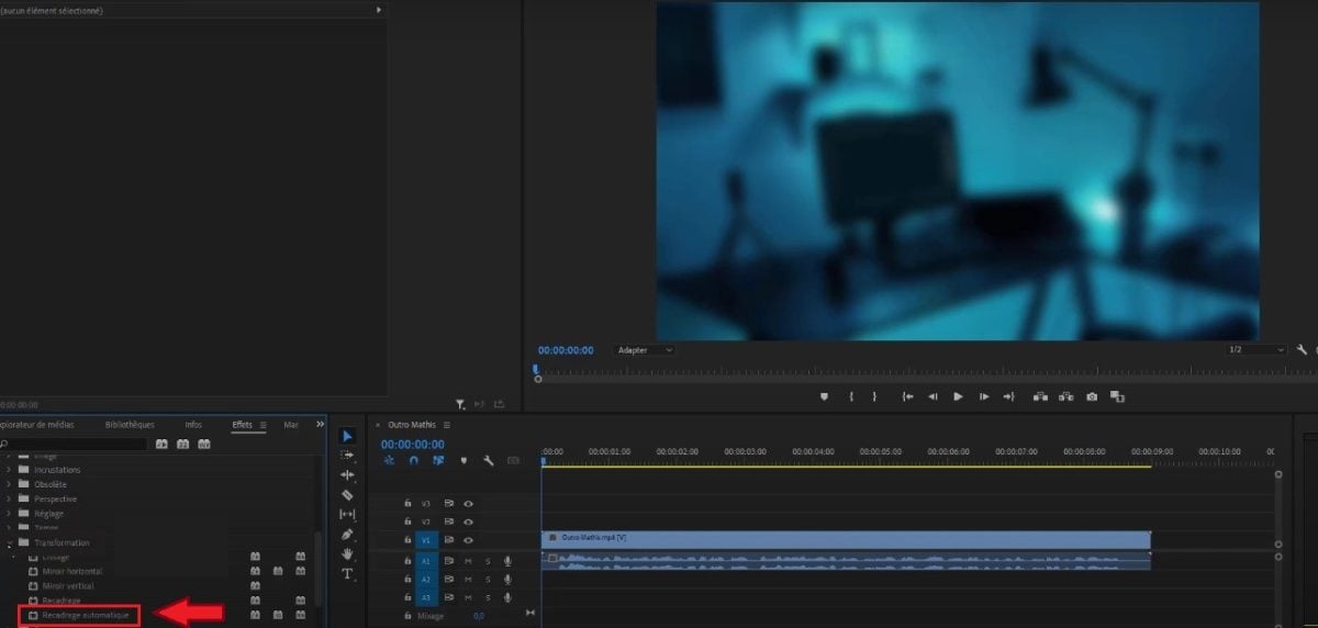 Opção Recortar automaticamente no Premiere Pro