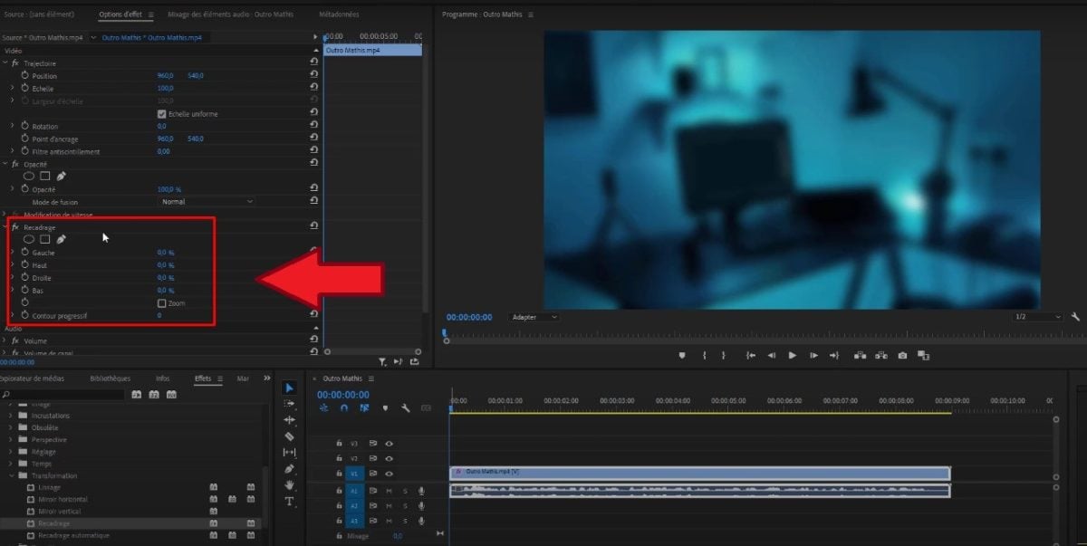 Parte Recadramento no Premiere Pro