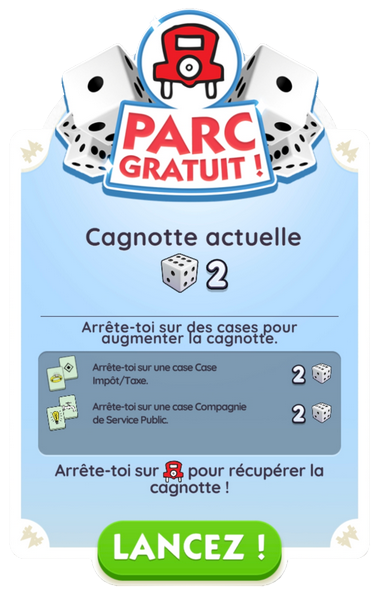 Illustration Monopoly GO Dés parc gratuit case taxe