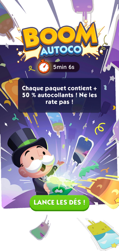 Illustration Monopoly GO pour les règles du Sticker Boom