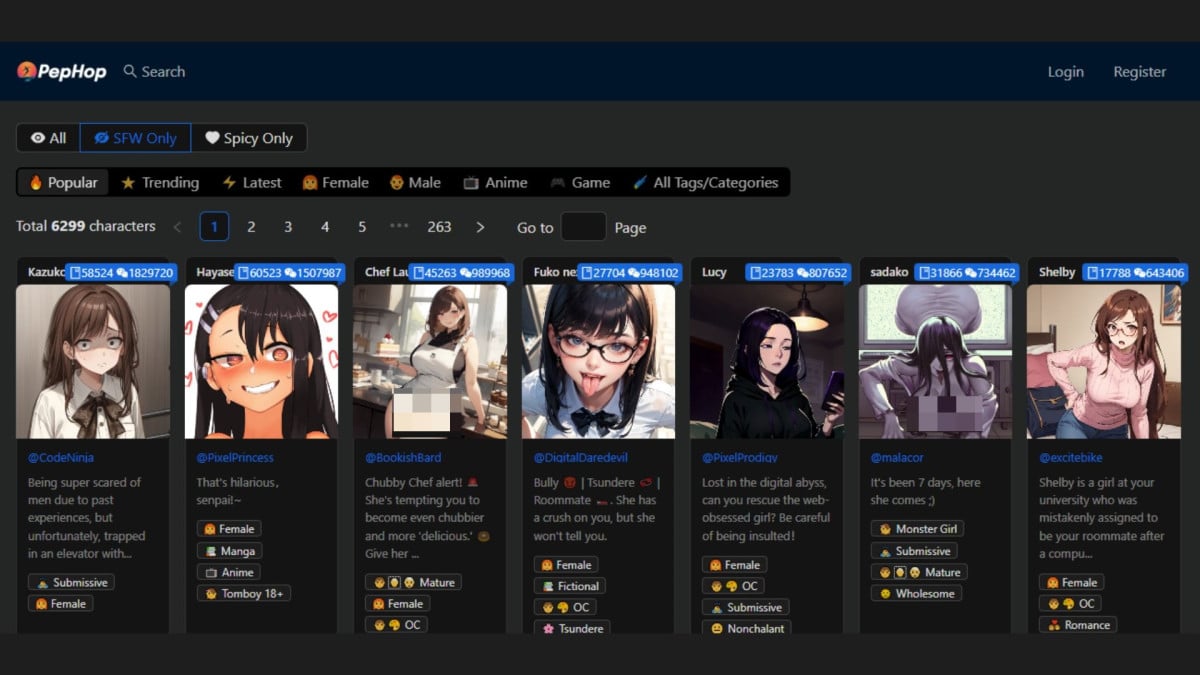 Pephop home page.
