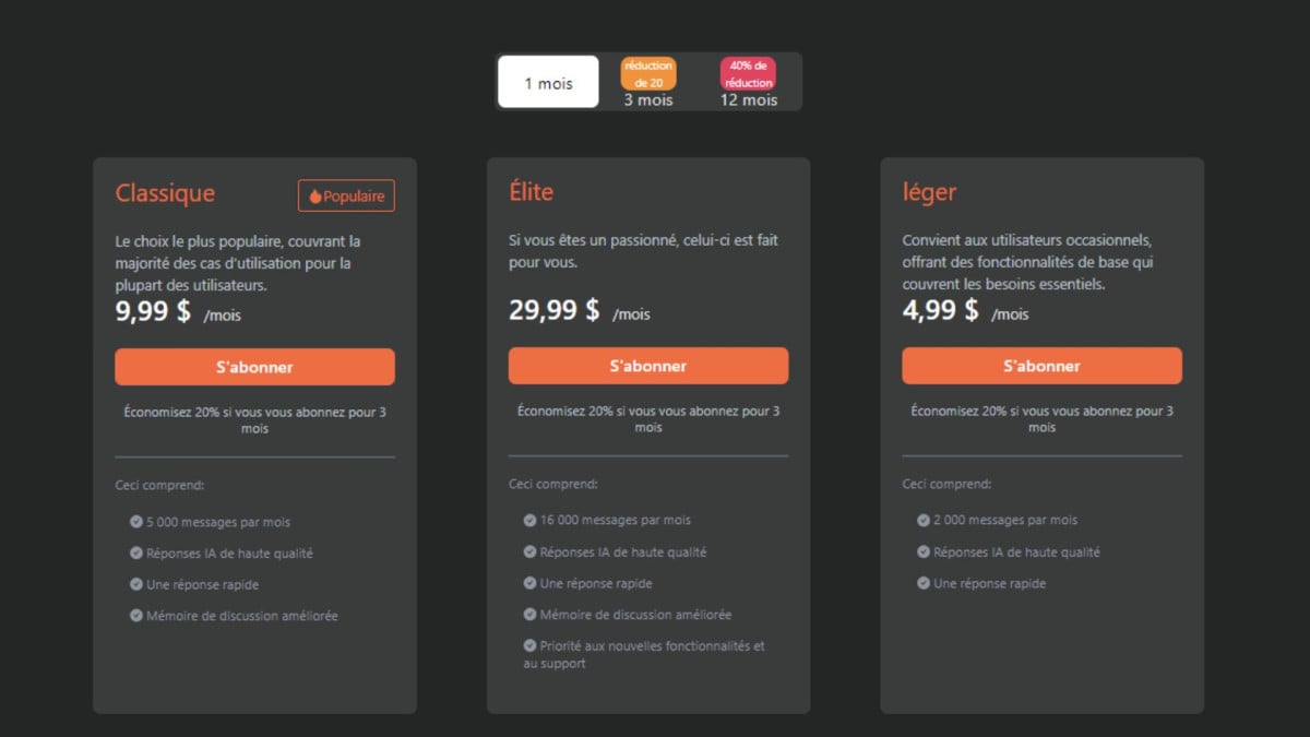 Subscriptions offered by Pephop.