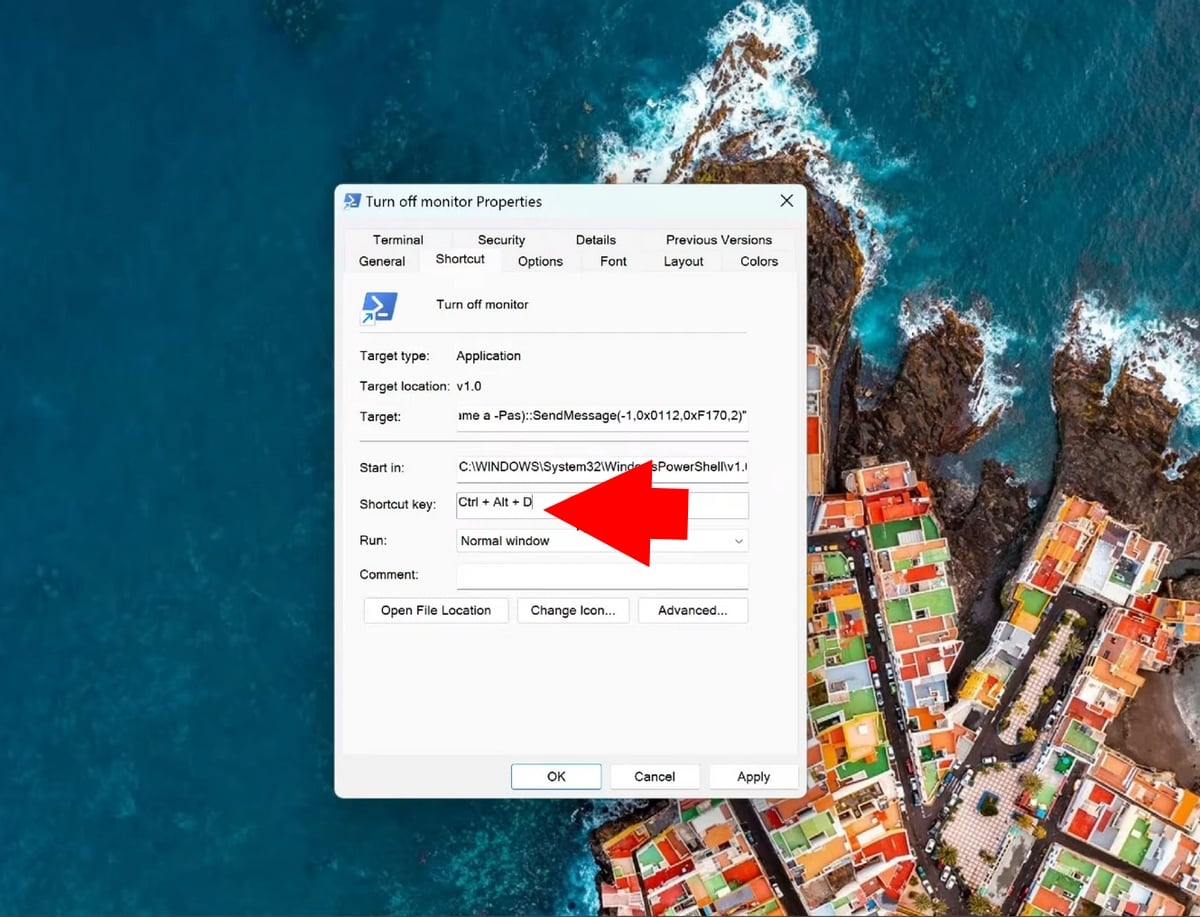 Icona di collegamento «Spegni schermo» sul desktop di Windows