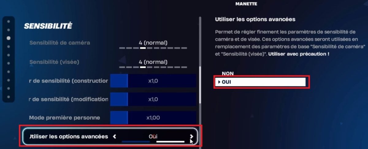 Использование расширенных настроек на Fortnite