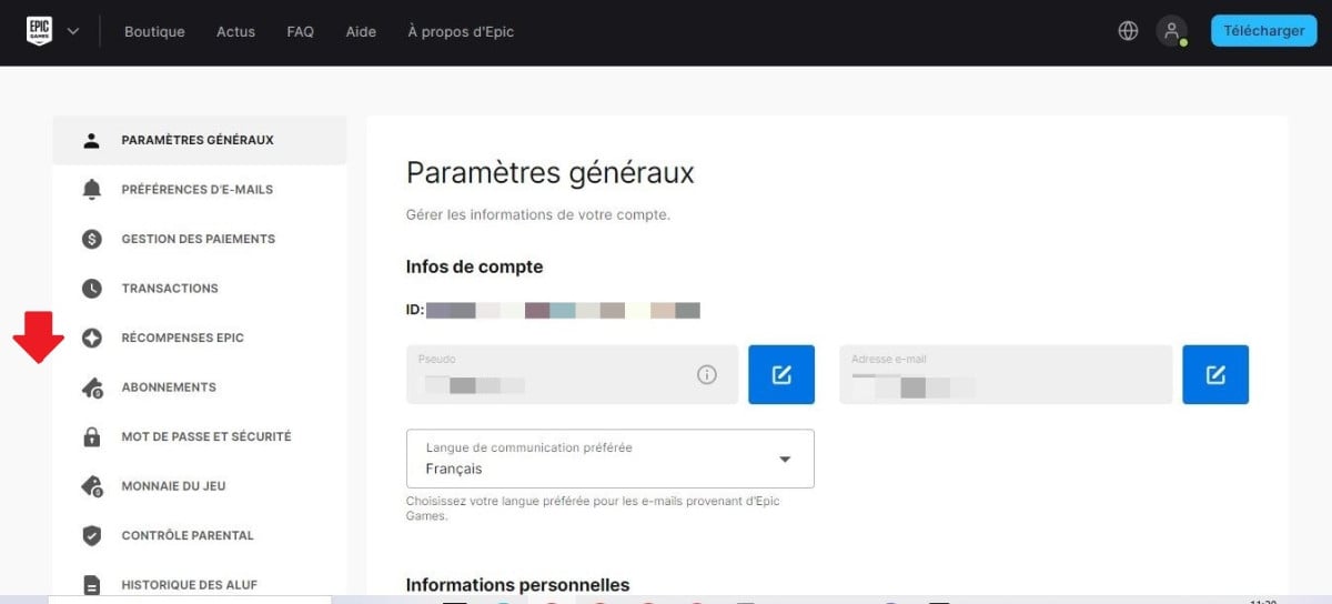 Configuración de la cuenta en Epic Games