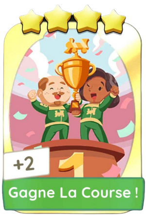 Illustration Monopoly GO Karte Gewinnt das Rennen Goldener Blitz