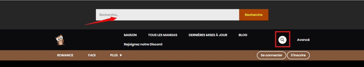 Interface de MangaOwl pour montrer comment faire la recherche de manga en ligne 