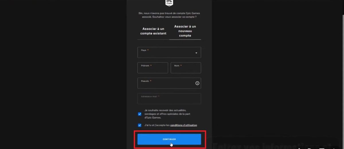 Добавьте свои данные для создания учетной записи