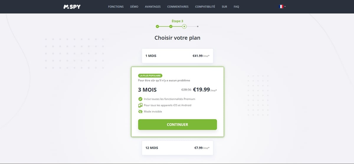 Ein mSpy-Abonnement wählen