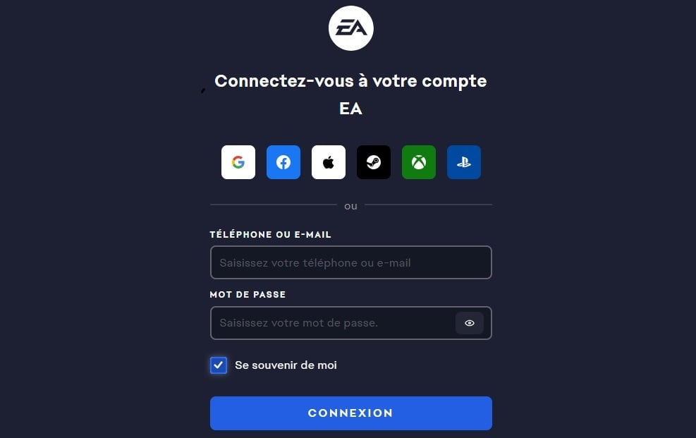 Вход в учетную запись EA
