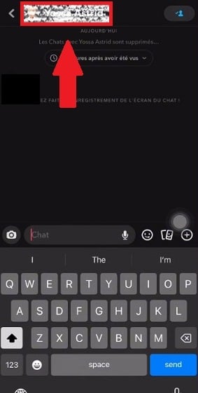 Nom de la personne avec qui on discute sur Snapchat