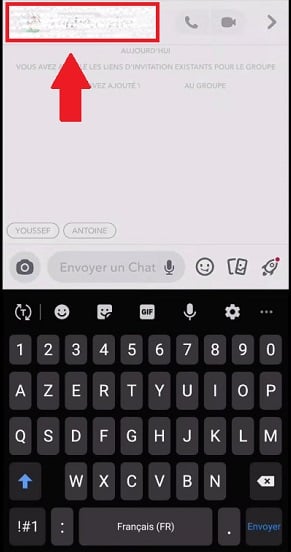 Screenshot du nom du groupe Snap à supprimer