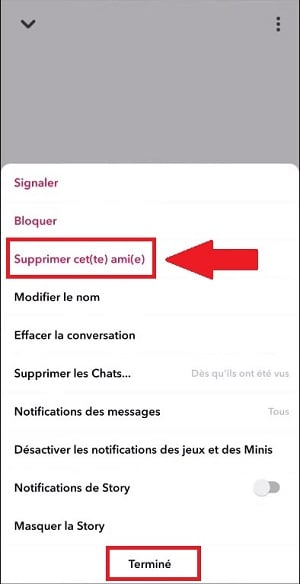 Suppression d'un membre du groupe Snapchat