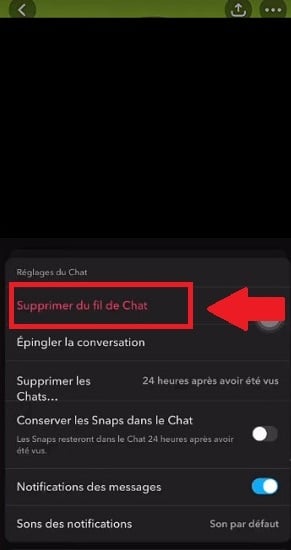 Suppression d'une conversation du fil sur Snapchat