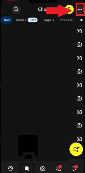 Trois points indiquant le Menu dans l'option Chat sur Snapchat
