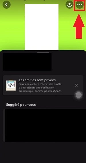 Trois points pour accéder au Menu de la conversation sur Snap