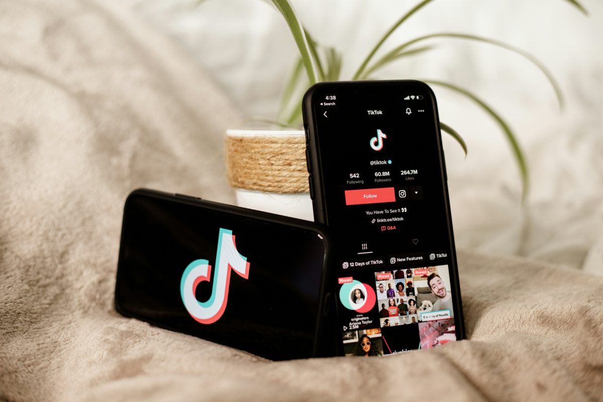 两部智能手机显示 TikTok 的照片