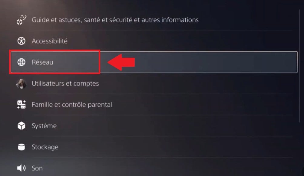 Definições de rede na PS5