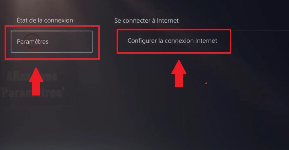 Opção Definições e configuração da ligação à Internet na PS5