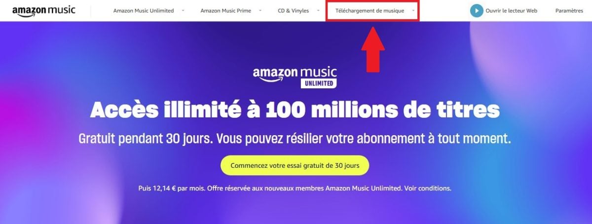 Opción de descarga de música en Amazon