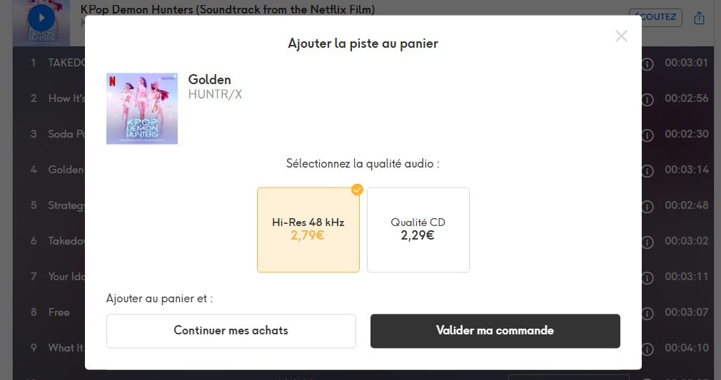 Validar el orden de una pista en Qobuz