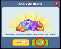 Certifica-te de que escolhes Platina como moeda quando regressares ao jogo.