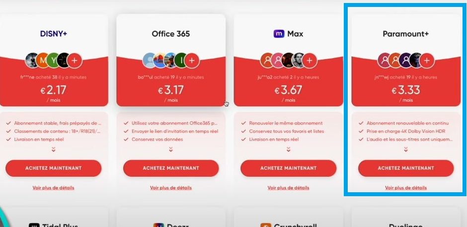 Oversigt over Paramount+-abonnementer på GamsGo