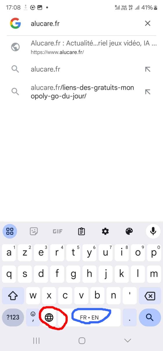 Ir y utilizar el teclado para escribir un mensaje, haga clic en el planeta y ver su teclado cambiar de idioma ©️ Alucare para Alucare.fr