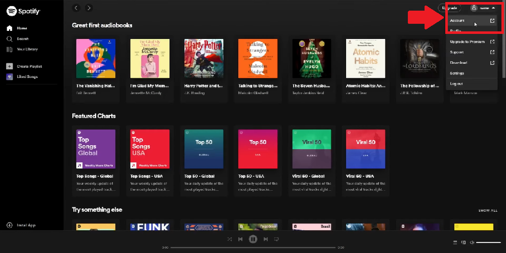 Ve a tu cuenta de Spotify