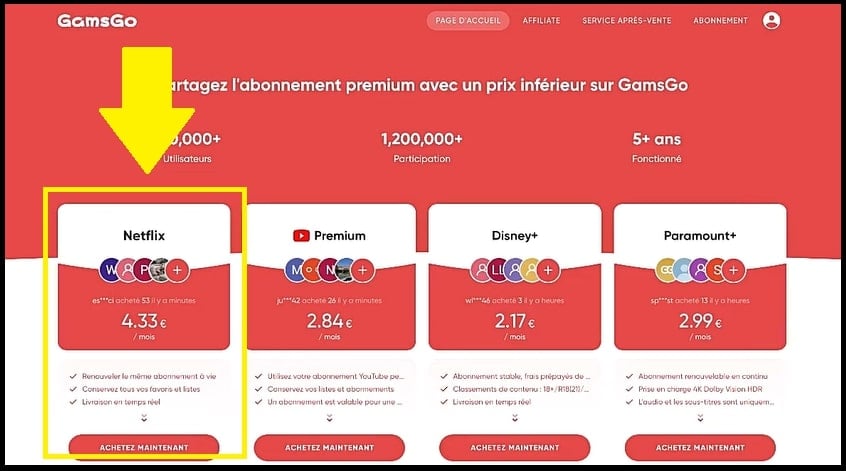 Es imposible pasar por alto la sección de Netflix en el sitio web de GamsGo. 