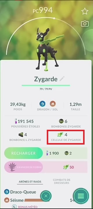 图片显示《口袋妖怪 GO》玩家可使用的 Zygarde 电池。Karen for Alucare.fr
