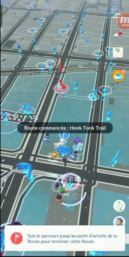 图片显示的是 Pokémon GO 游戏中的路线。Karen for Alucare.fr