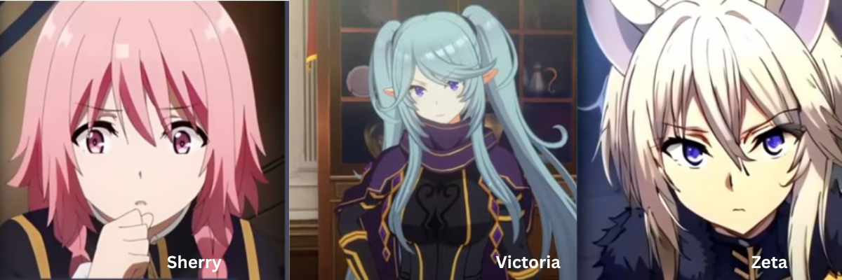 Gambar Sherry, Victoria dan Zeta dalam The Emminence in Shadow