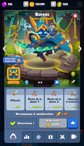 Presentación de la legendaria carta Boreas en Rush Royale