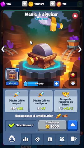 Presentación de la rara tarjeta Rueda de afilar en Rush Royale
